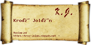 Kroó Jolán névjegykártya